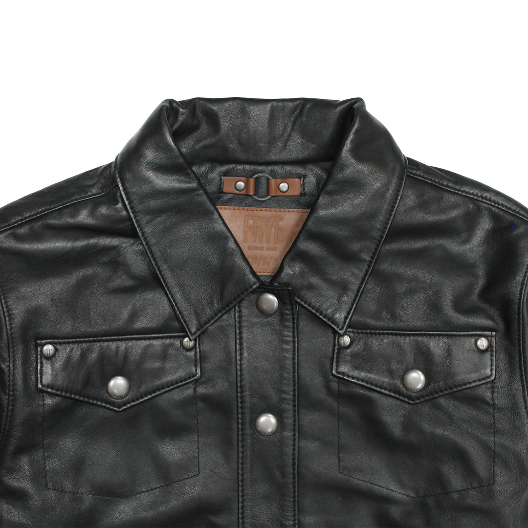 Women’s Black Obadiah Leather Shacket | Frye Special Offer