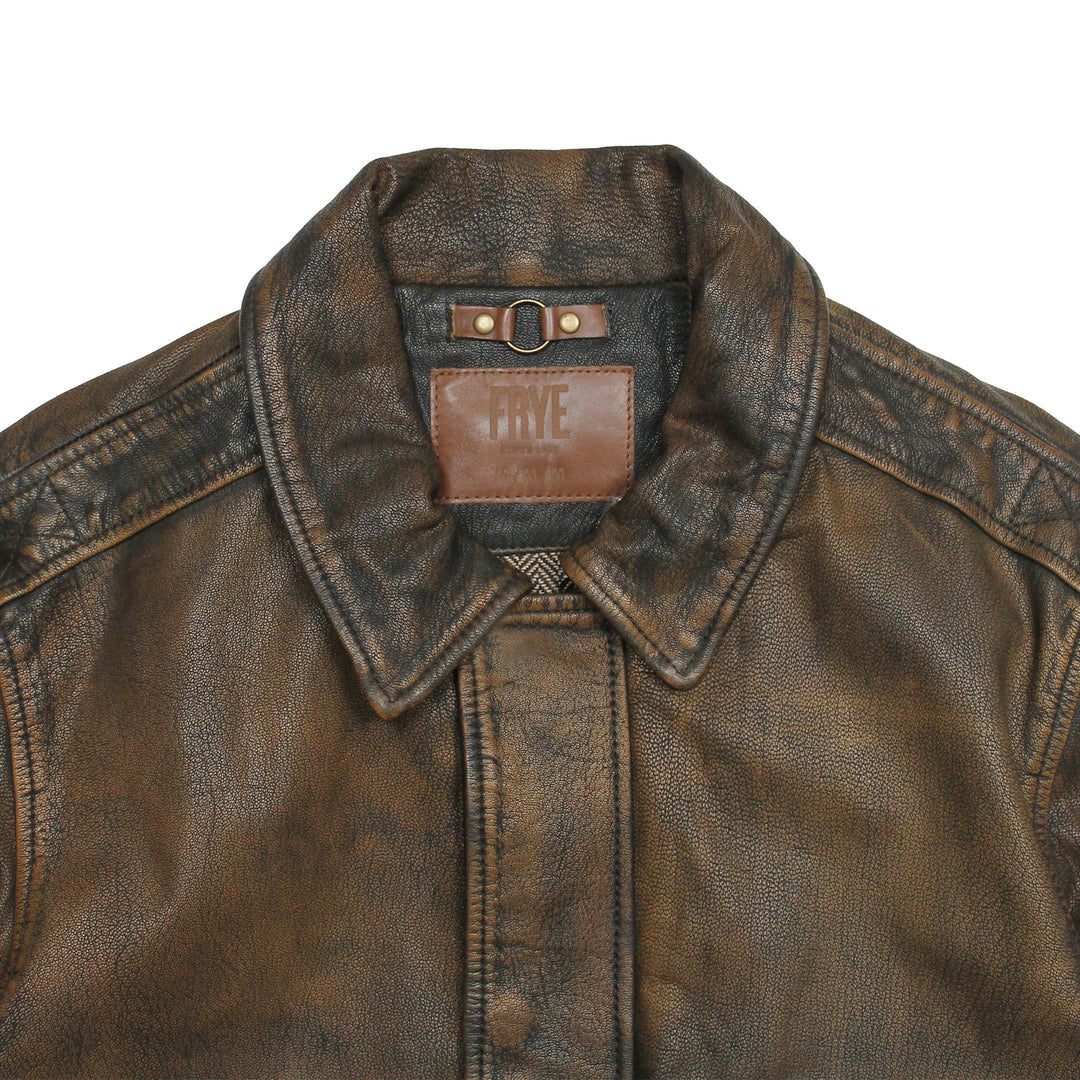 Men’s Brown Beige Nebraska Bomber Leather Jacket | Frye Smart Buy