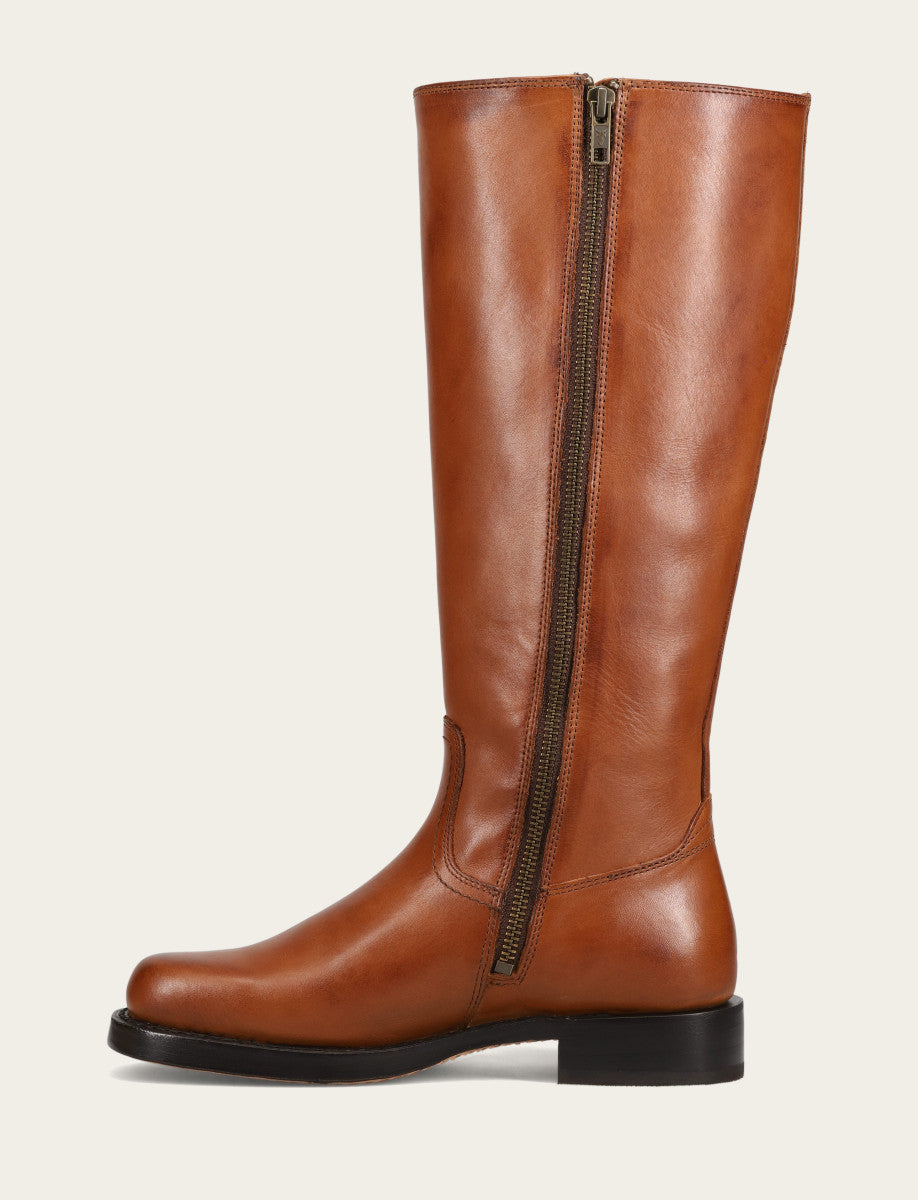 Women's Cognac Campus Low Heel Tall Riding Wide Calf Boot | Frye Classic