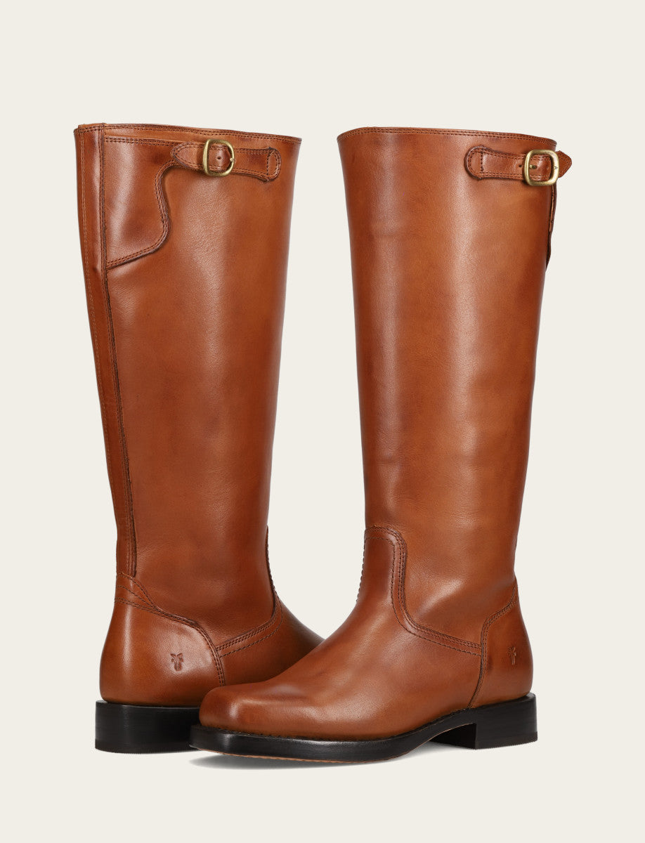 Women's Cognac Campus Low Heel Tall Riding Wide Calf Boot | Frye Classic
