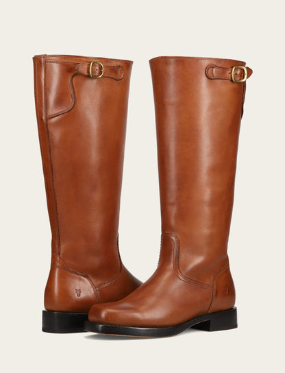 Women's Cognac Campus Low Heel Tall Riding Wide Calf Boot | Frye Classic
