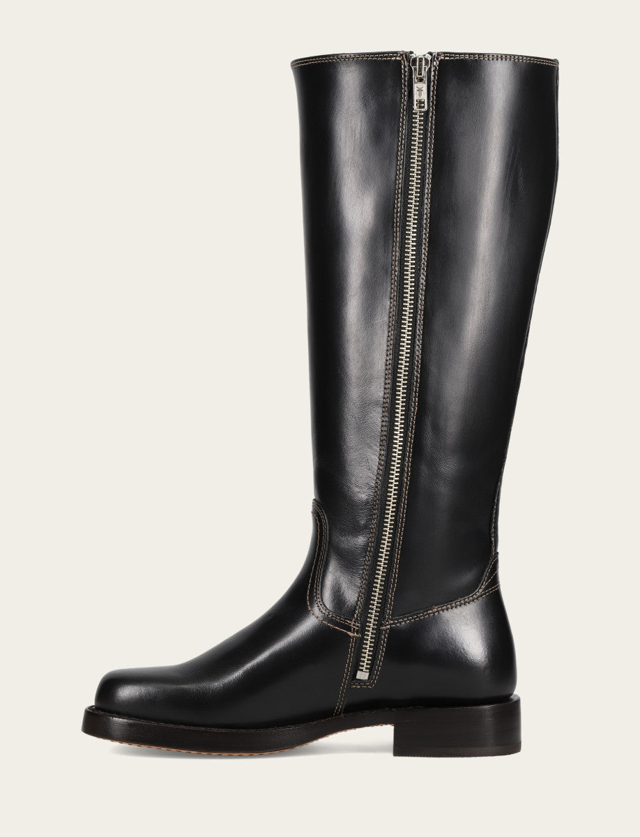 Women's Black Campus Low Heel Tall Riding Wide Calf Boot | Frye Trusted
