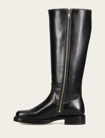 Women's Black Campus Low Heel Tall Riding Wide Calf Boot | Frye Trusted