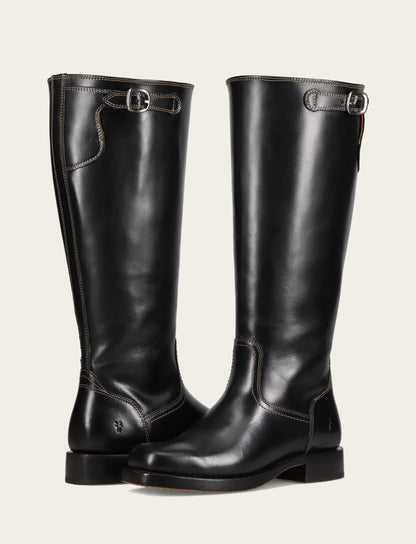Women's Black Campus Low Heel Tall Riding Wide Calf Boot | Frye Trusted