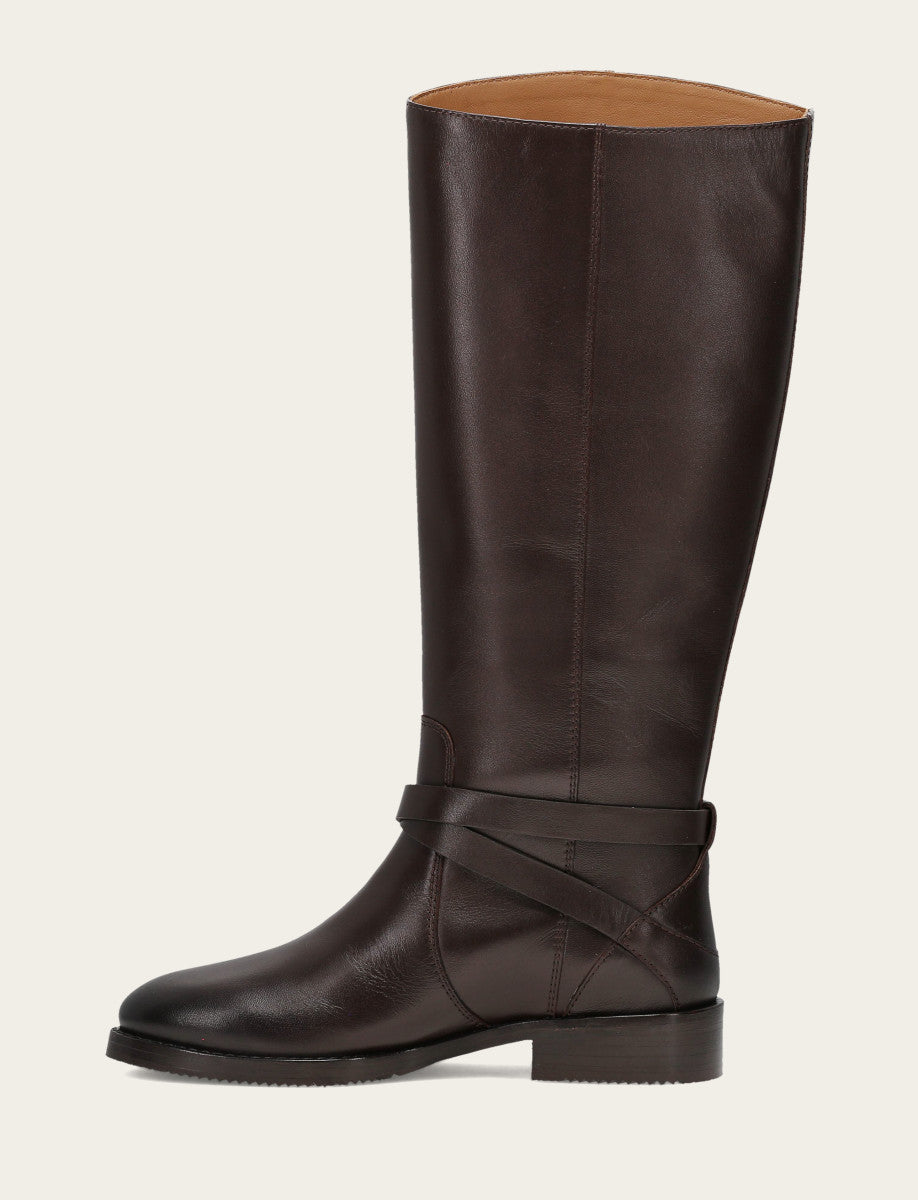 Women's Dark Brown Melissa Belted Riding Boot | Frye Latest