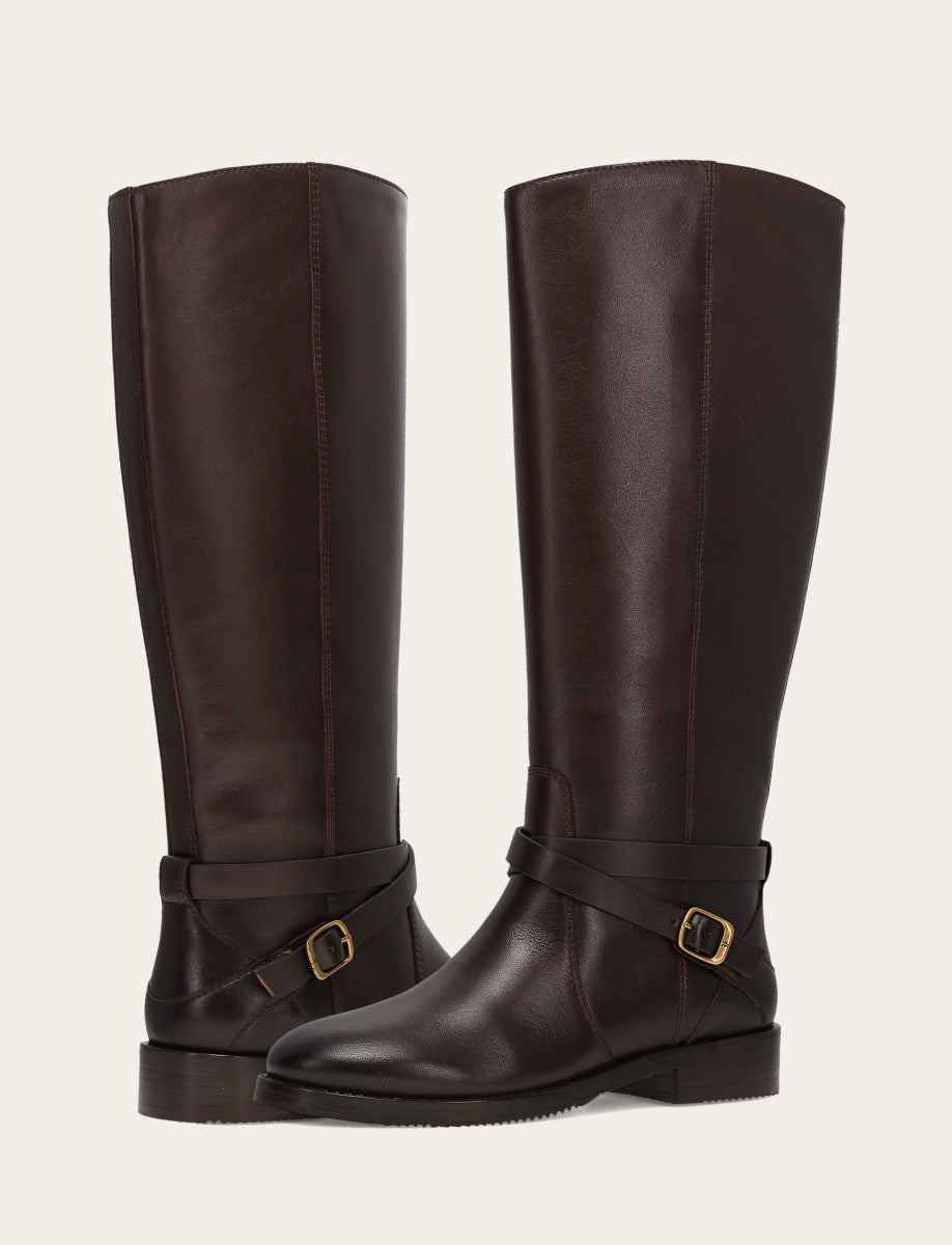 Women's Dark Brown Melissa Belted Riding Boot | Frye Latest