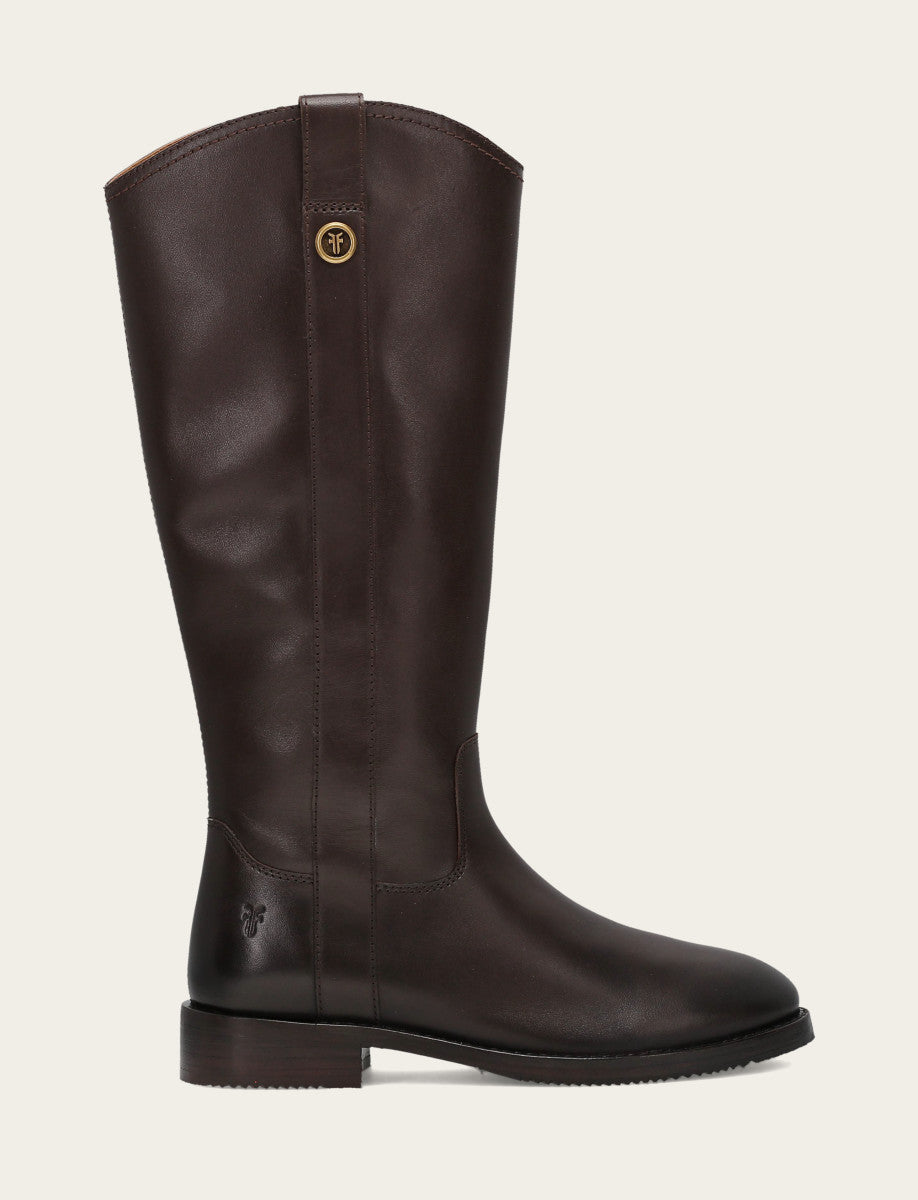 Women's Dark Brown Melissa Button Tall Inside Zip Wide Calf Boot | Frye Quality