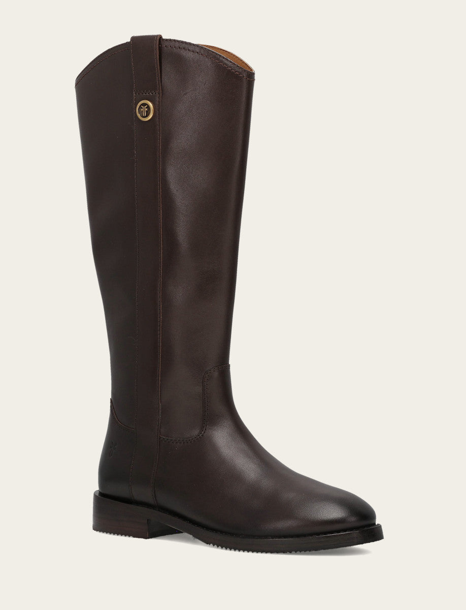 Women's Dark Brown Melissa Button Tall Inside Zip Wide Calf Boot | Frye Quality