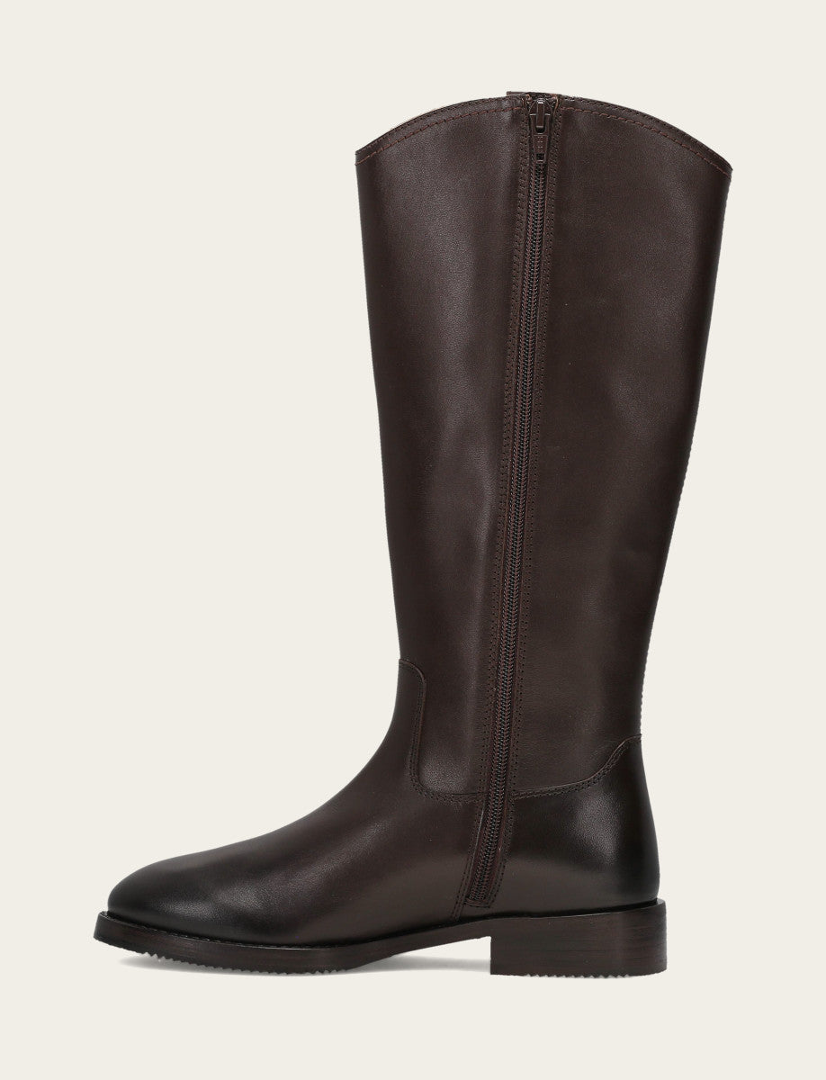 Women's Dark Brown Melissa Button Tall Inside Zip Wide Calf Boot | Frye Quality