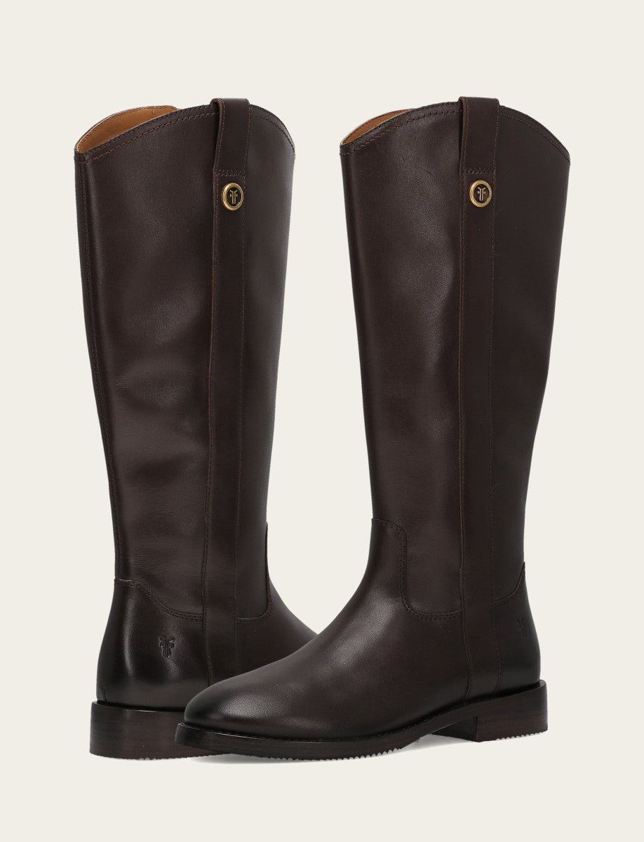 Women's Dark Brown Melissa Button Tall Inside Zip Wide Calf Boot | Frye Quality