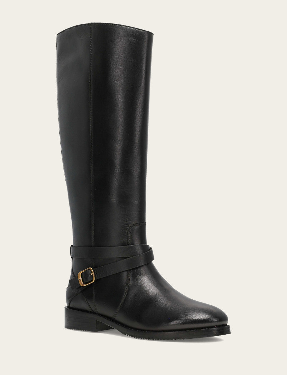 Women's Black Melissa Belted Riding Wide Calf Boot | Frye Quality