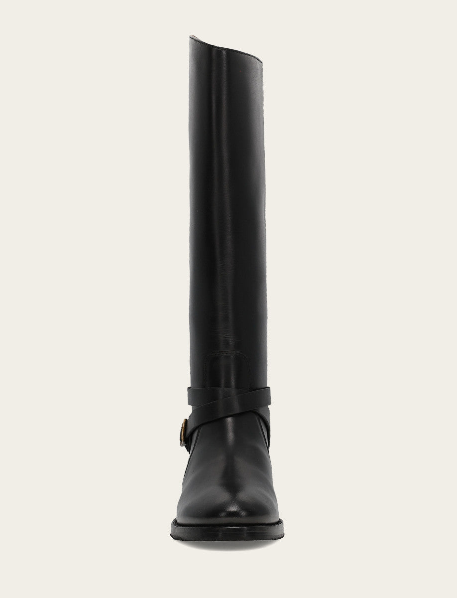Women's Black Melissa Belted Riding Wide Calf Boot | Frye Quality