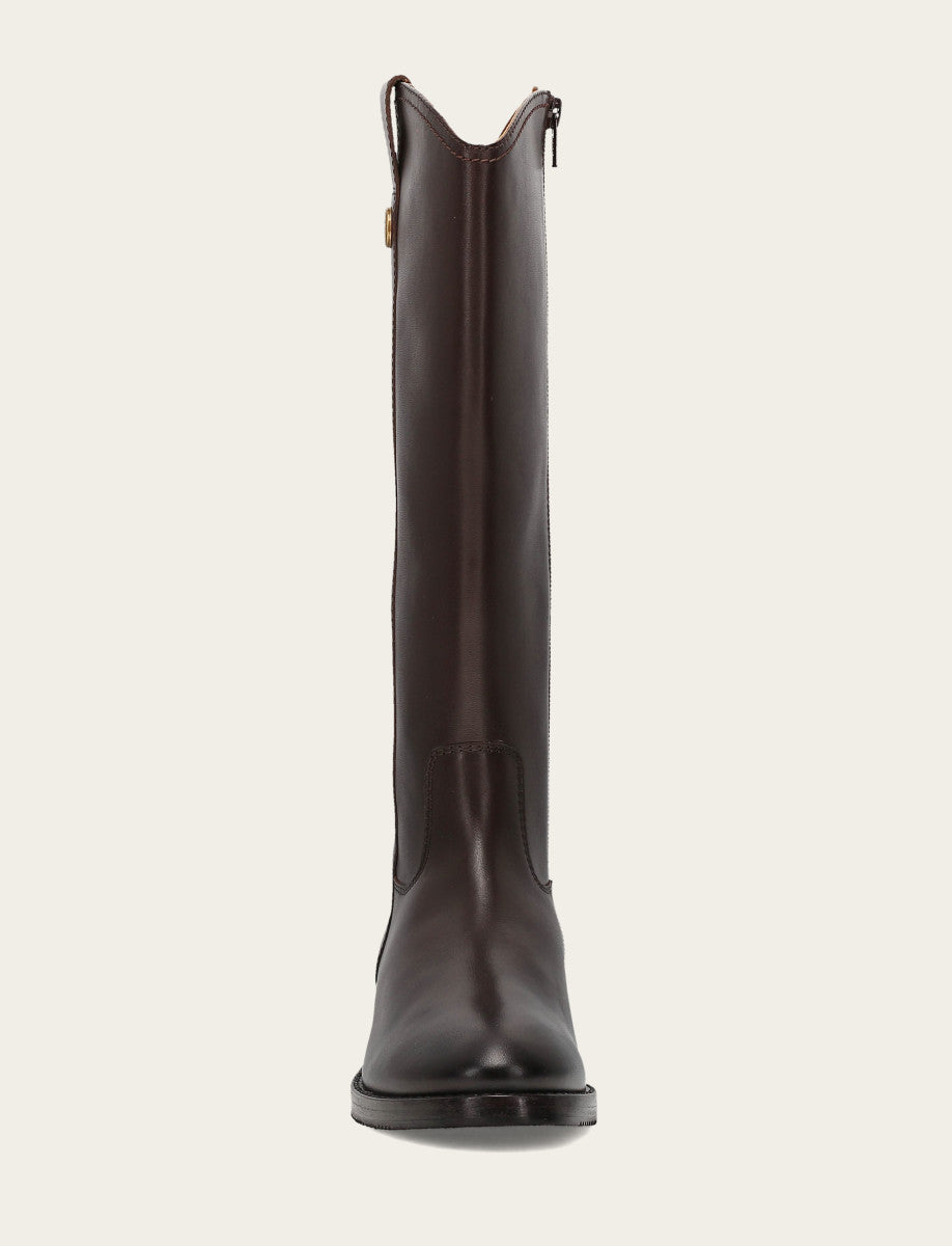 Women's Dark Brown Melissa Button Tall Inside Zip Boot | Frye Signature