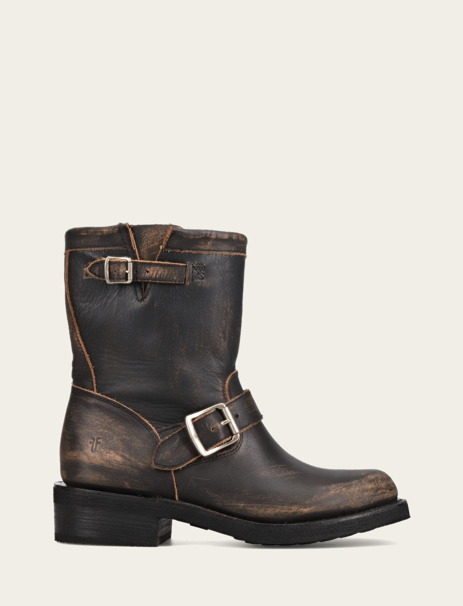 Women's Distressed Black Viv Short Engineer Boot | Frye Signature