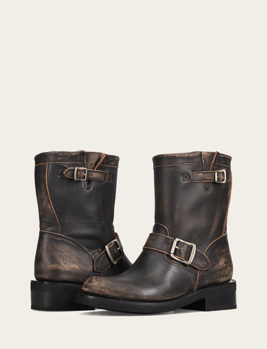 Women's Distressed Black Viv Short Engineer Boot | Frye Signature