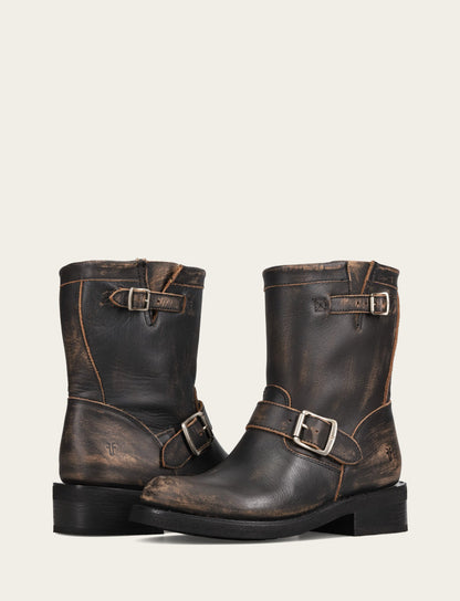 Women's Distressed Black Viv Short Engineer Boot | Frye Signature