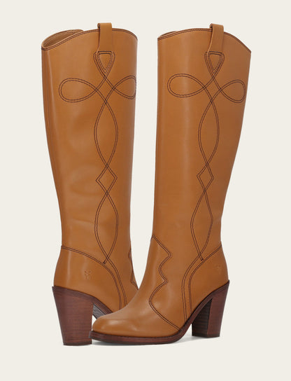 Women’s Caramel Corinne Deco Stitch Tall Boots | Frye Exclusive