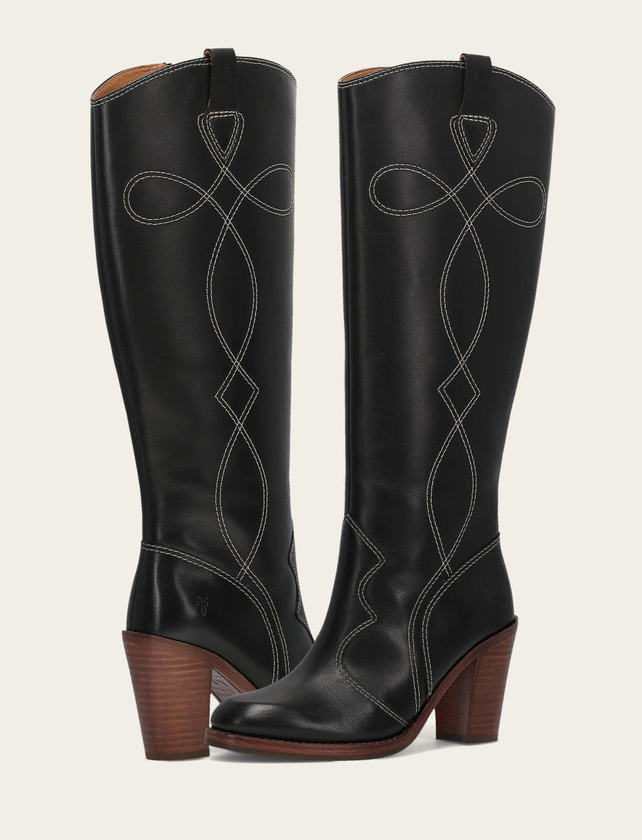 Women's Black Corinne Tall Deco Stitch Boot | Frye Popular
