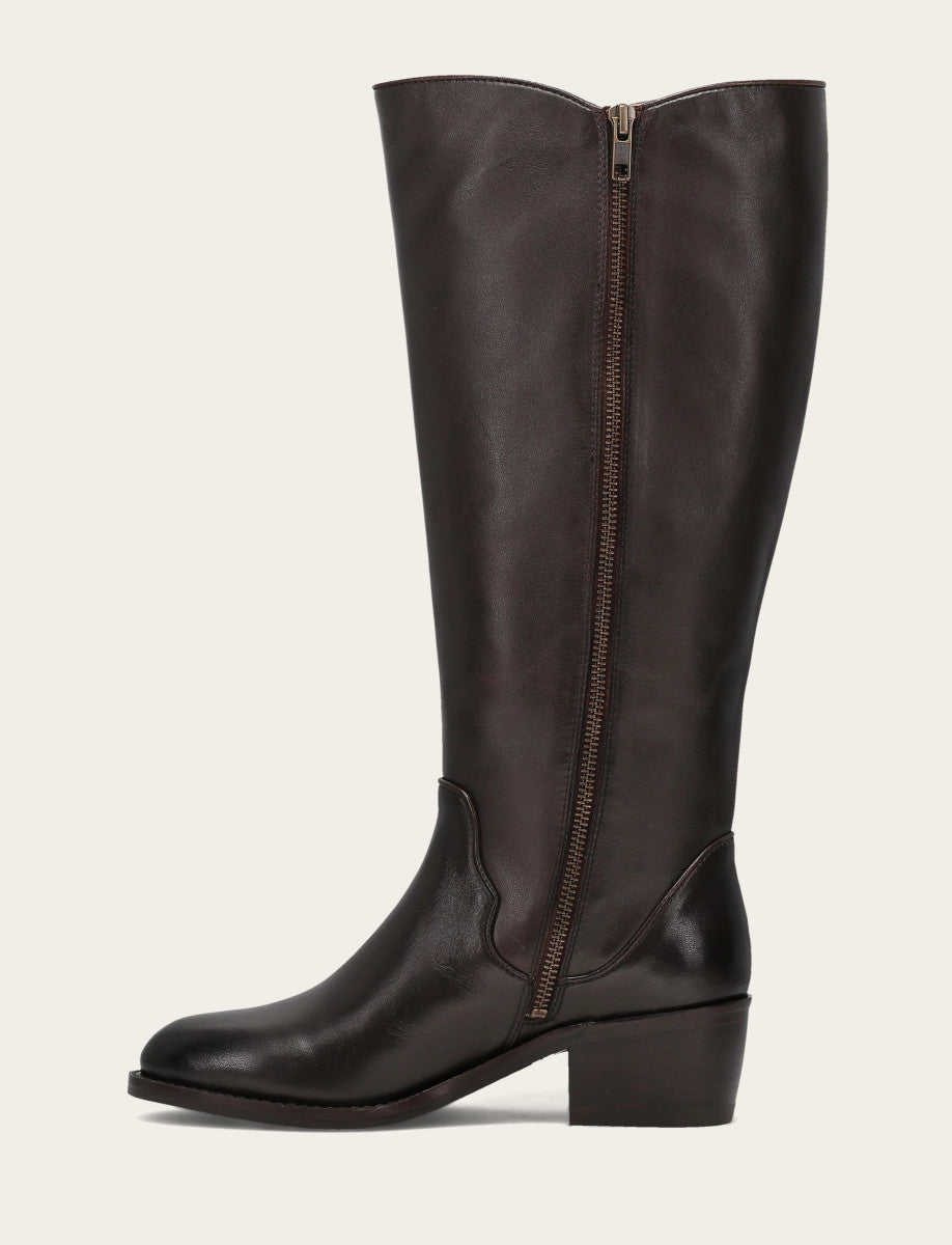 Women's Dark Brown Carson 2 Piping Tall Wide Calf Boot | Frye Popular