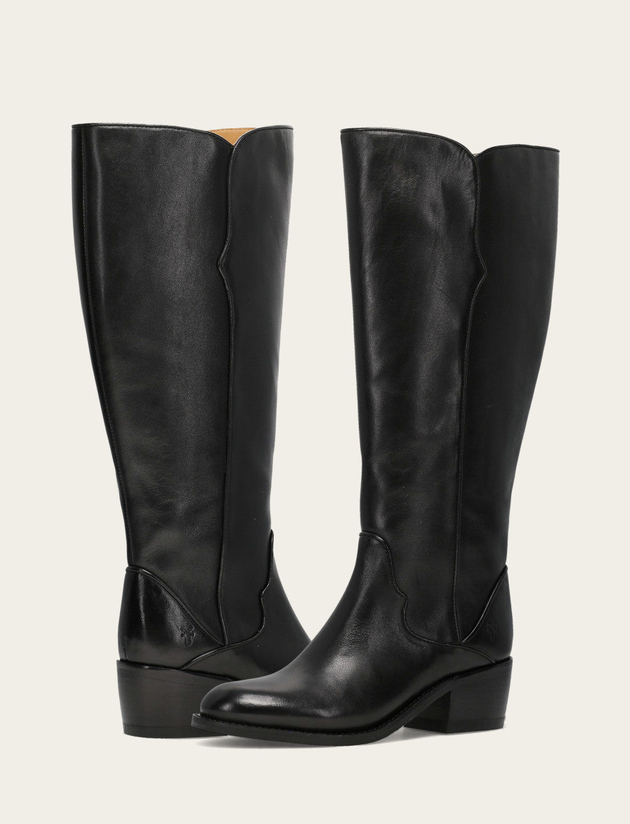 Women's Black Carson 2 Piping Tall Wide Calf Boot | Frye Everyday