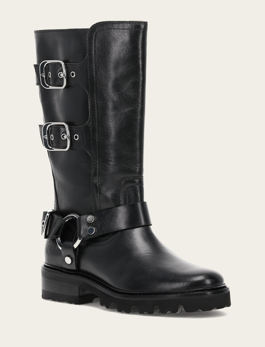 Women's Black Olivia Moto Mid Boot | Frye Deals