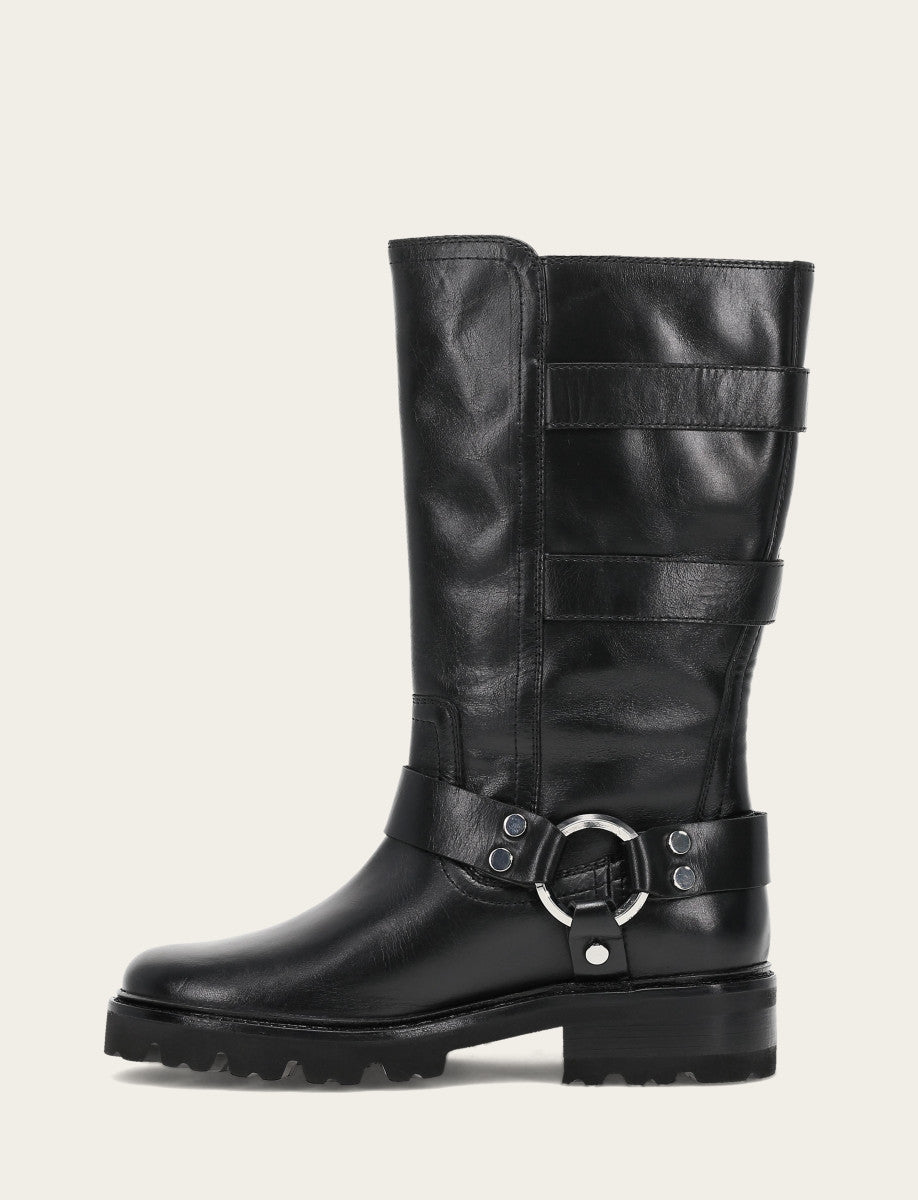 Women's Black Olivia Moto Mid Boot | Frye Deals