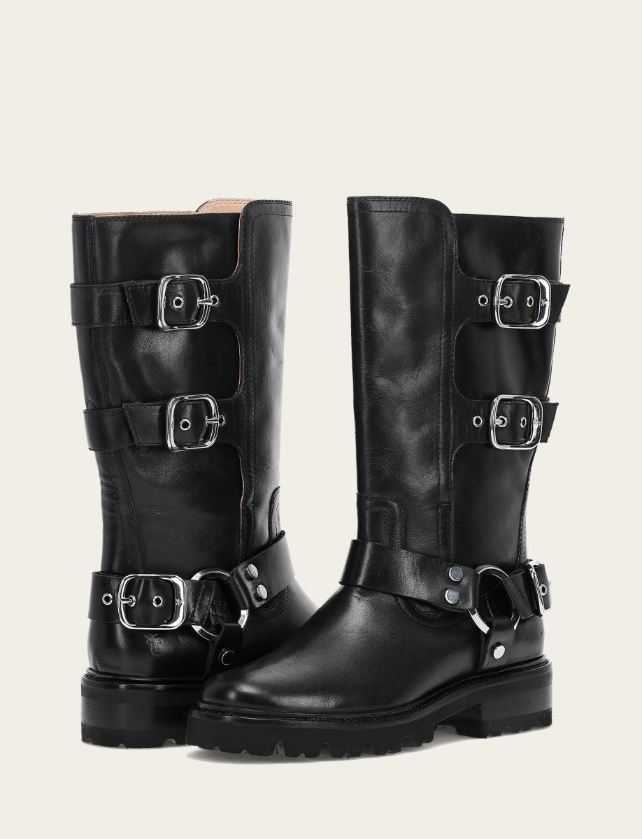 Women's Black Olivia Moto Mid Boot | Frye Deals