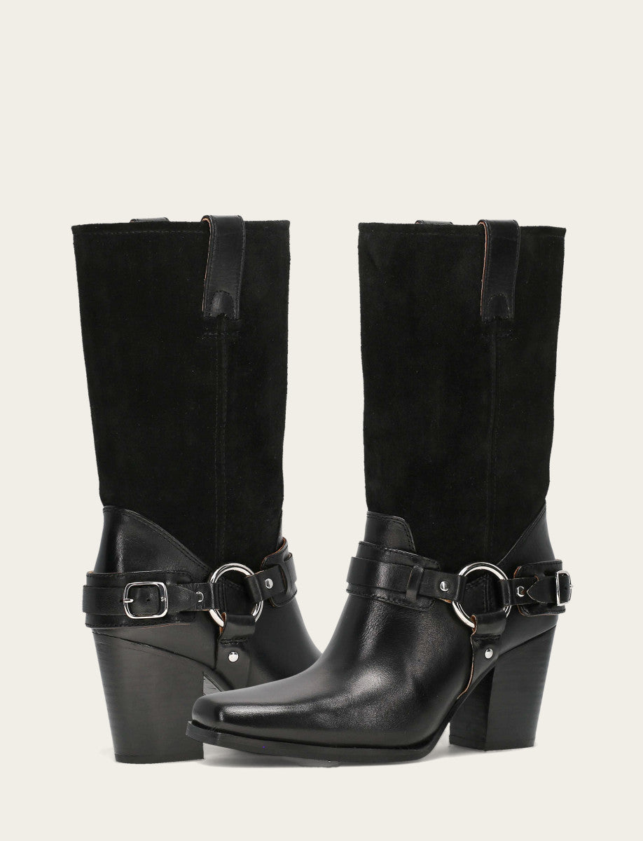 Women's Black Shiloh Harness Belted Boot | Frye Value