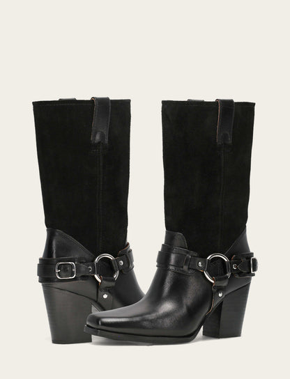 Women's Black Shiloh Harness Belted Boot | Frye Value