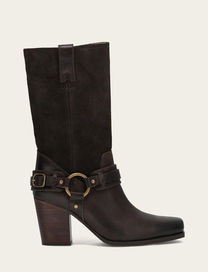 Women's Dark Brown Shiloh Harness Belted Boot | Frye Top Pick