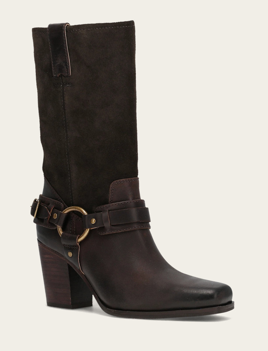 Women's Dark Brown Shiloh Harness Belted Boot | Frye Top Pick