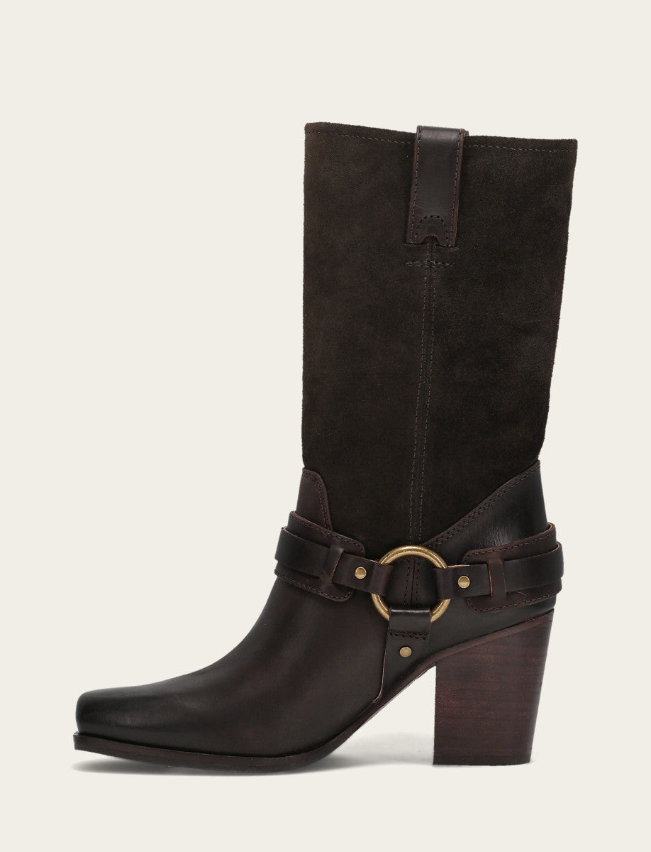 Women's Dark Brown Shiloh Harness Belted Boot | Frye Top Pick