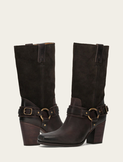 Women's Dark Brown Shiloh Harness Belted Boot | Frye Top Pick