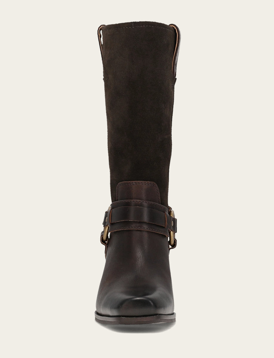Women's Dark Brown Shiloh Harness Belted Boot | Frye Top Pick