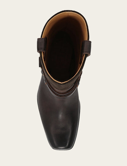 Women's Dark Brown Shiloh Harness Belted Boot | Frye Top Pick