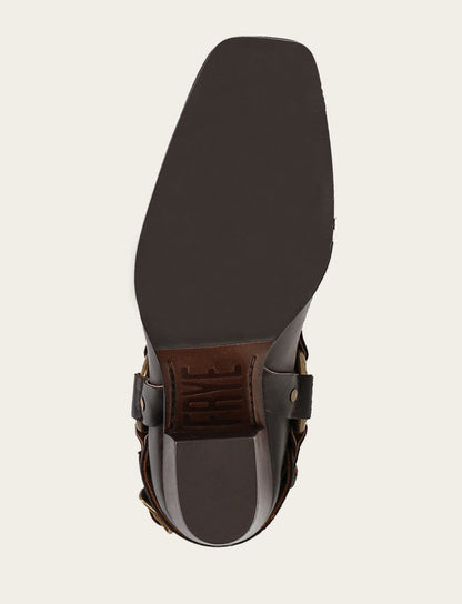 Women's Dark Brown Shiloh Harness Belted Boot | Frye Top Pick