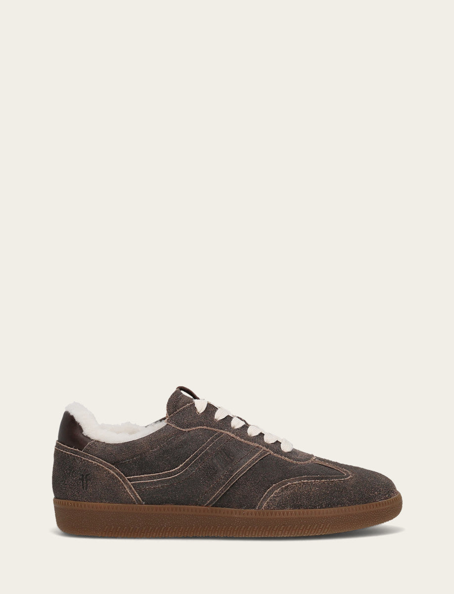 Women's Dark Truffle Milly Low Lace Shearling Sneaker | Frye New