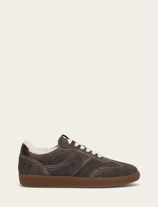 Women's Dark Truffle Milly Low Lace Shearling Sneaker | Frye New