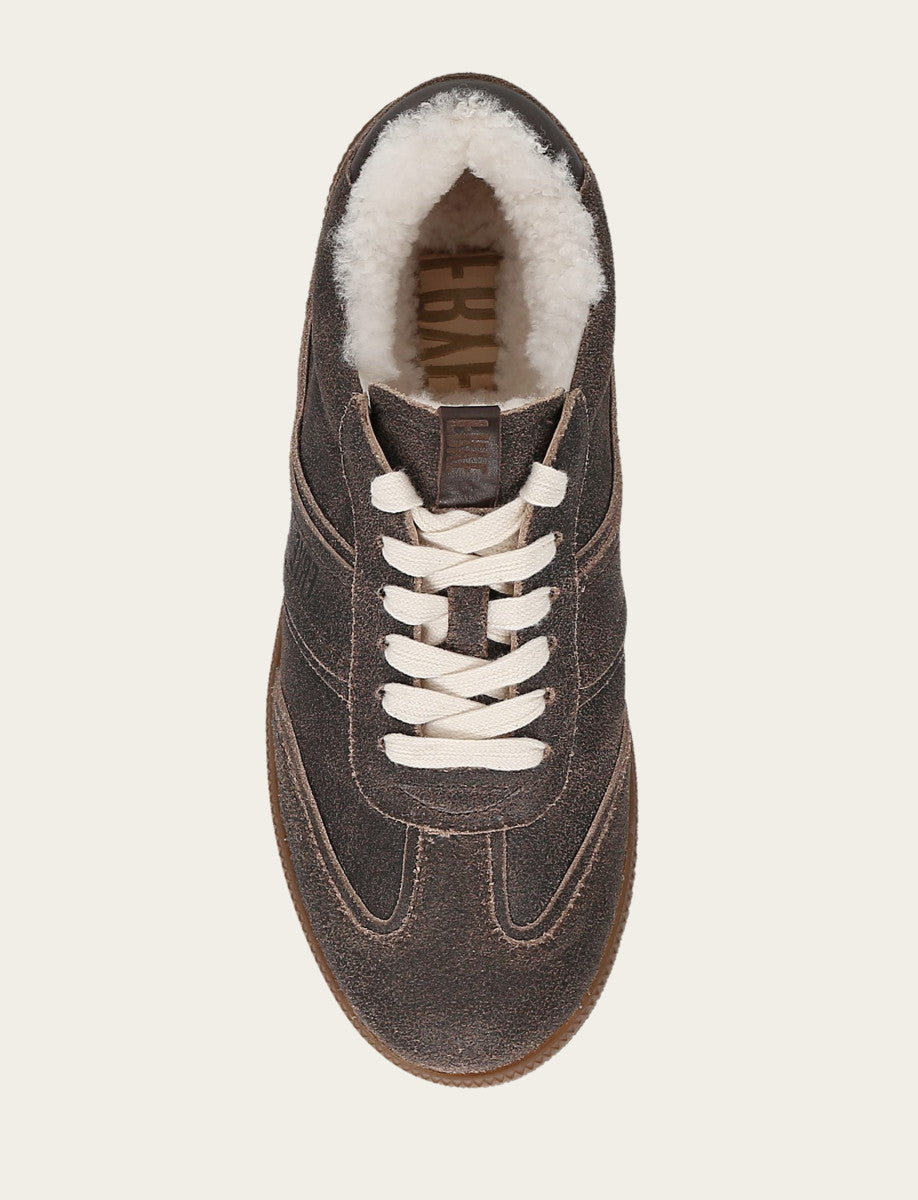 Women's Dark Truffle Milly Low Lace Shearling Sneaker | Frye New