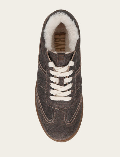 Women's Dark Truffle Milly Low Lace Shearling Sneaker | Frye New