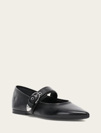 Women's Black Heather Buckle Mary Jane Flats | Frye Classic