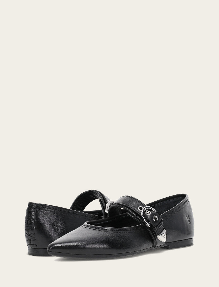 Women's Black Heather Buckle Mary Jane Flats | Frye Classic