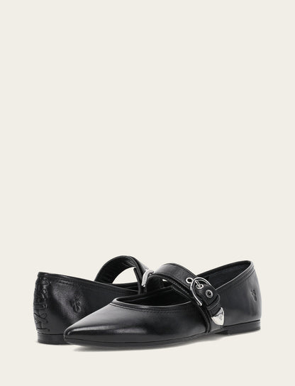 Women's Black Heather Buckle Mary Jane Flats | Frye Classic