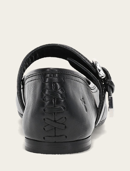 Women's Black Heather Buckle Mary Jane Flats | Frye Classic