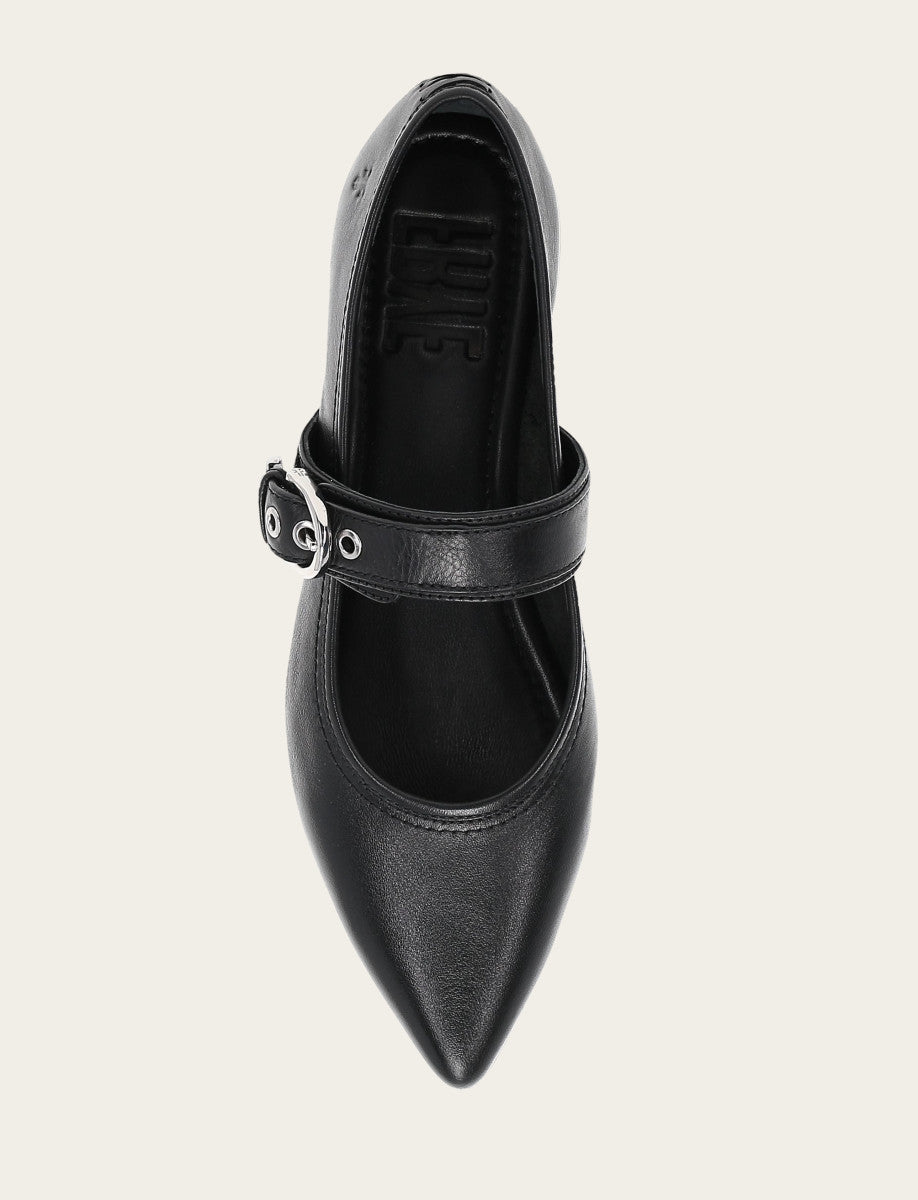 Women's Black Heather Buckle Mary Jane Flats | Frye Classic