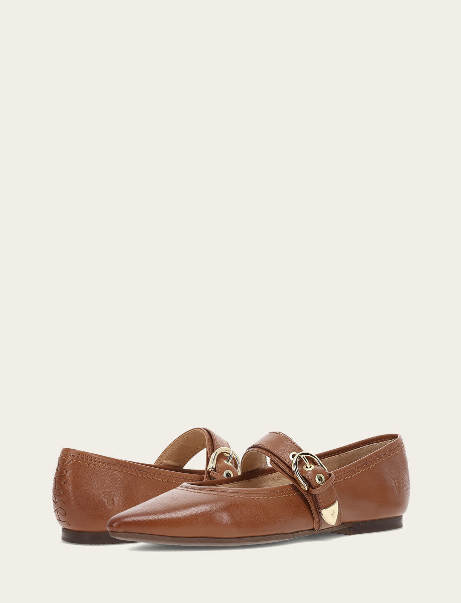 Women's Dark Latte Heather Buckle Mary Jane Flats | Frye Premium