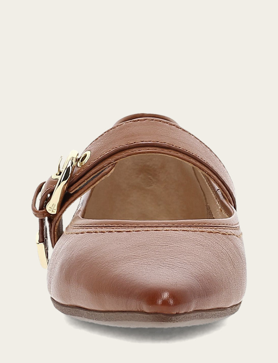 Women's Dark Latte Heather Buckle Mary Jane Flats | Frye Premium