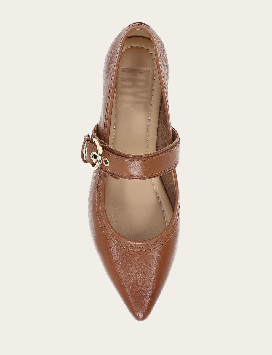 Women's Dark Latte Heather Buckle Mary Jane Flats | Frye Premium