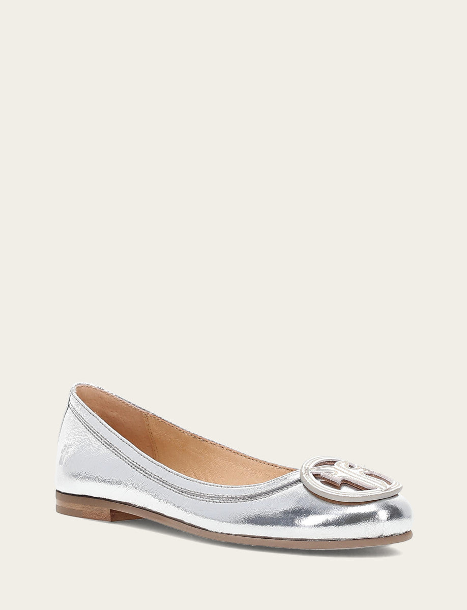 Women's Silver Carson Logo Ballet Flats | Frye Recommended