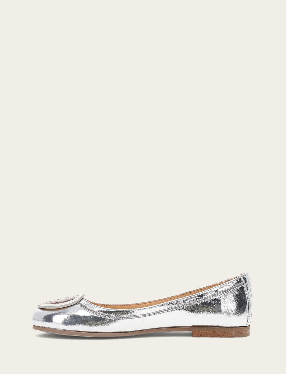 Women's Silver Carson Logo Ballet Flats | Frye Recommended